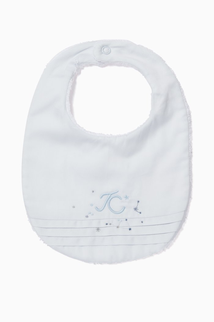 Star Embroidered Terry Cloth Bib, Blue
