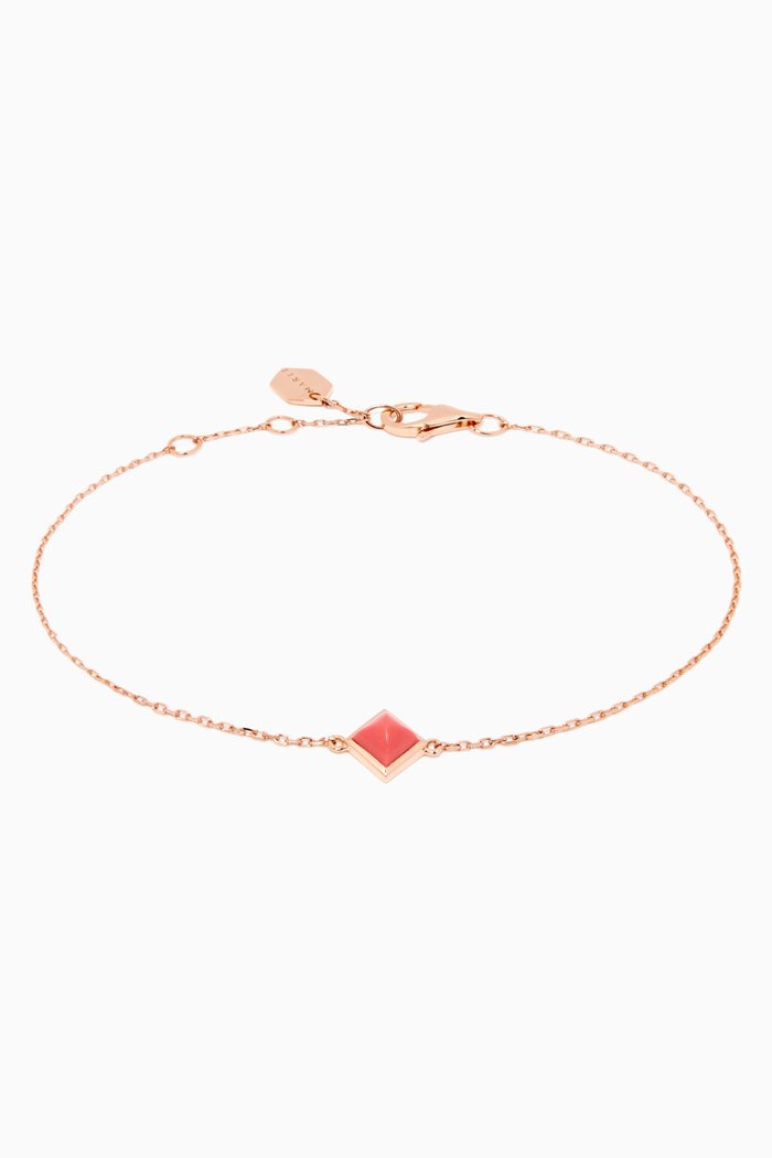 

Cleo Pyramid Bracelet with Pink Coral in 18kt Rose Gold