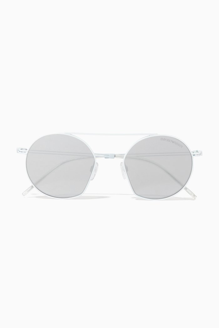

Round Metal Sunglasses, White