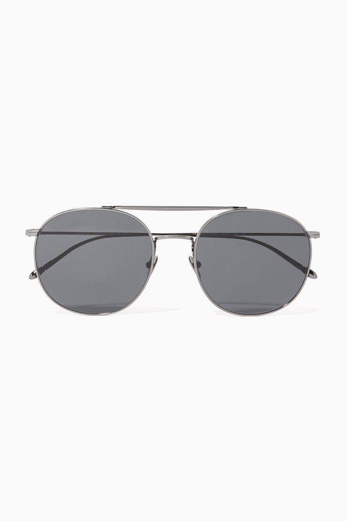 

Round Aviator Metal Sunglasses, Grey