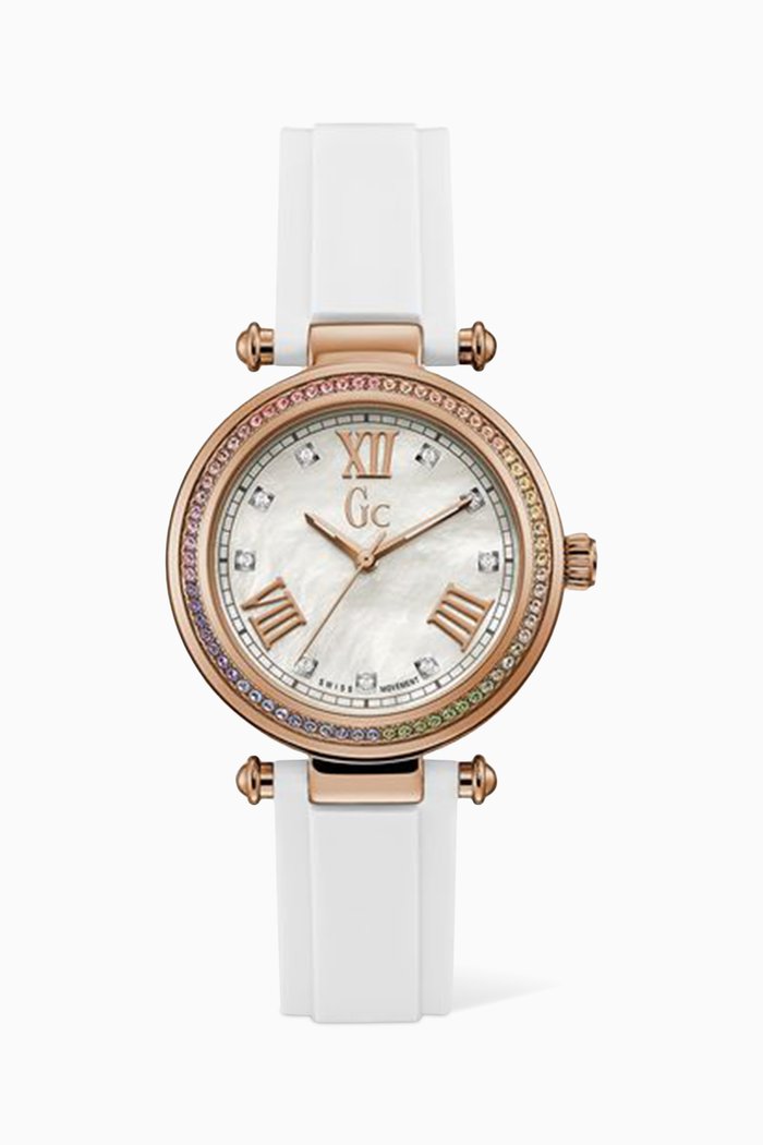 

Primechic Swarovski Crystal Silicone Strap 36.5mm Watch, White