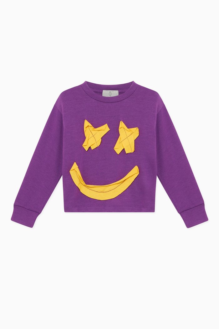 

Cross-Eye Patchwork Sweatshirt, Purple