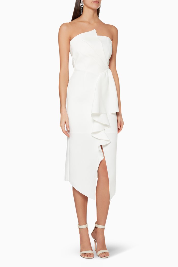 

Reception Ruffled Dress, Neutral