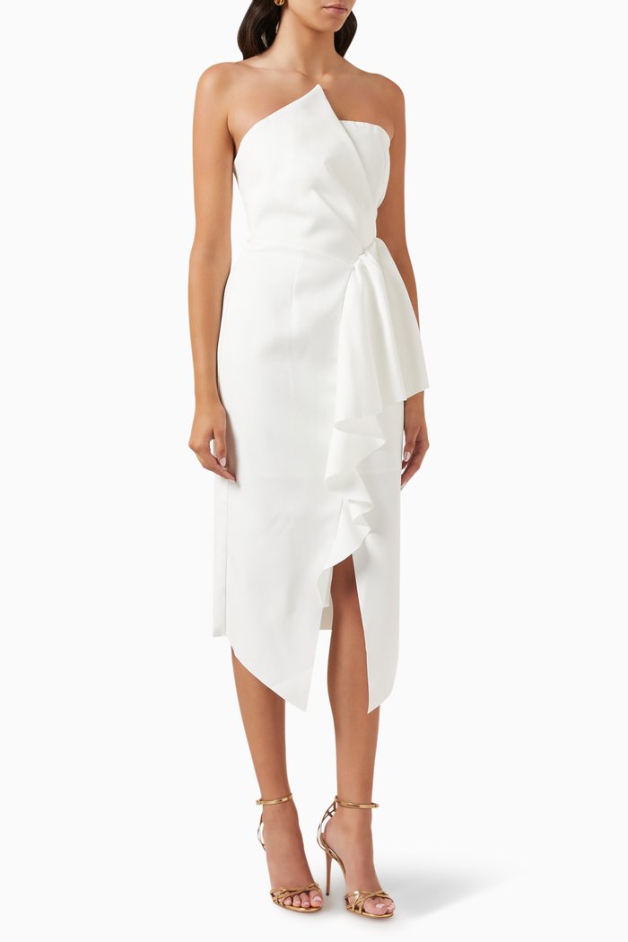 

Reception Ruffled Dress, White