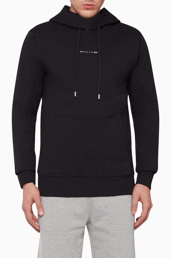 

Logo Print Cotton Sweatshirt Hoodie, Black