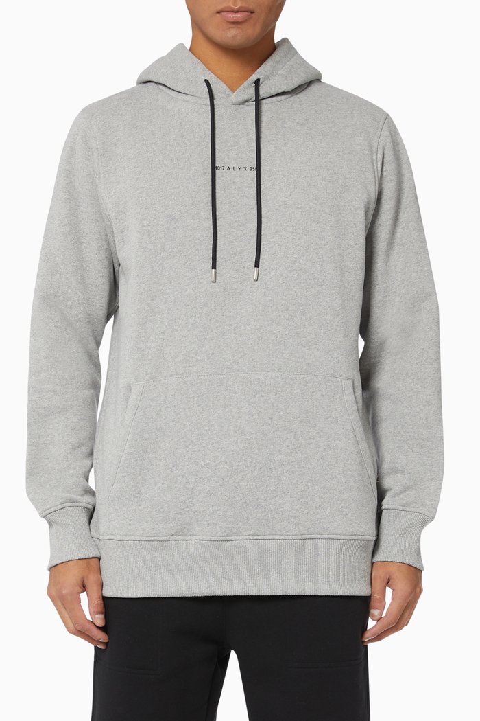 

Logo Print Cotton Hoodie, Grey