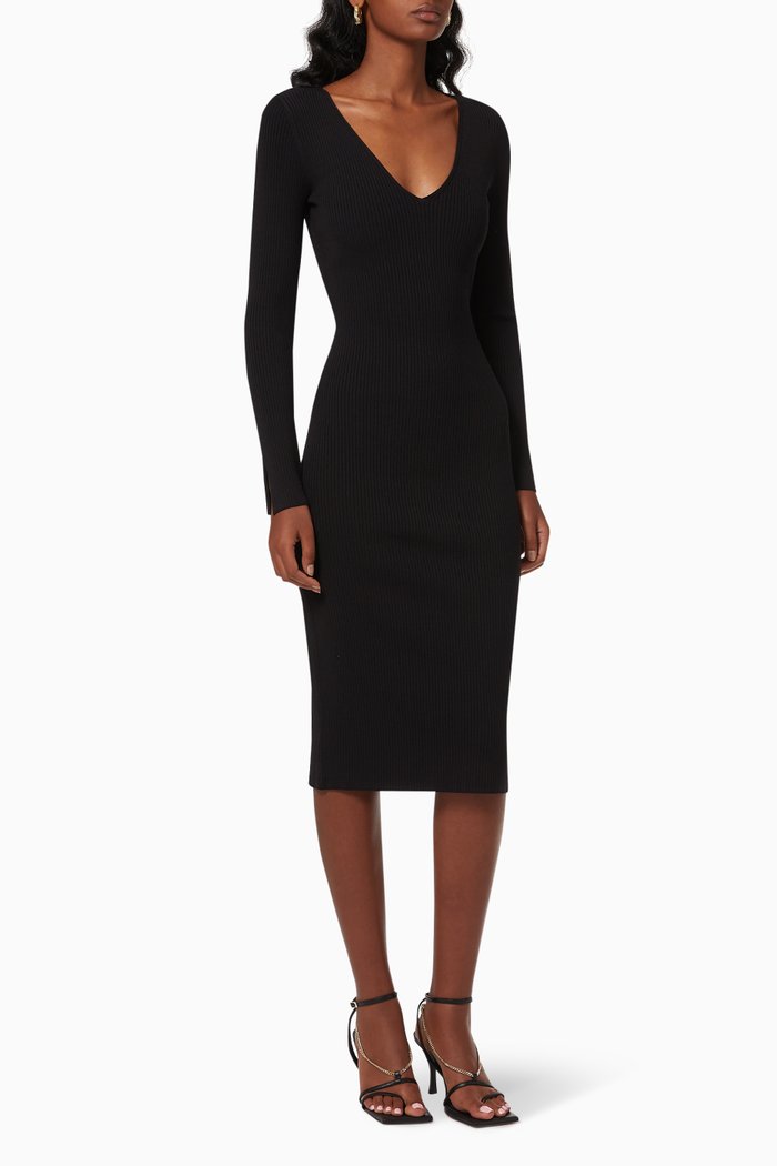 

Rib-Knit Dress, Black