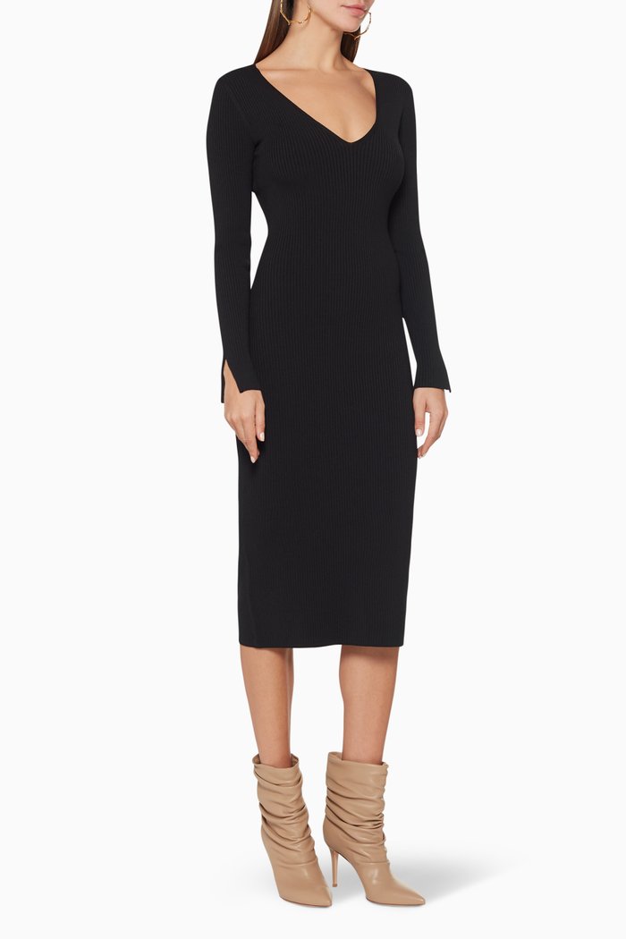 

Rib-Knit Dress, Black
