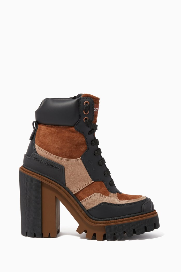 

Suede & Nappa Leather Trekking Boots, Brown