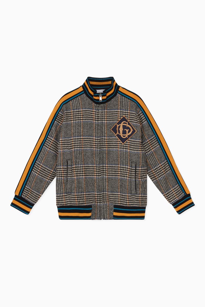 

Logo Embroidered Zip-Front Jacket, Grey