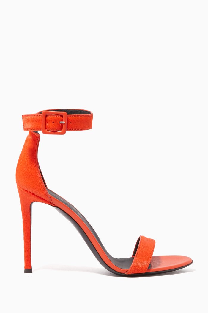 Neyla Ponyskin Stiletto Sandals, Red