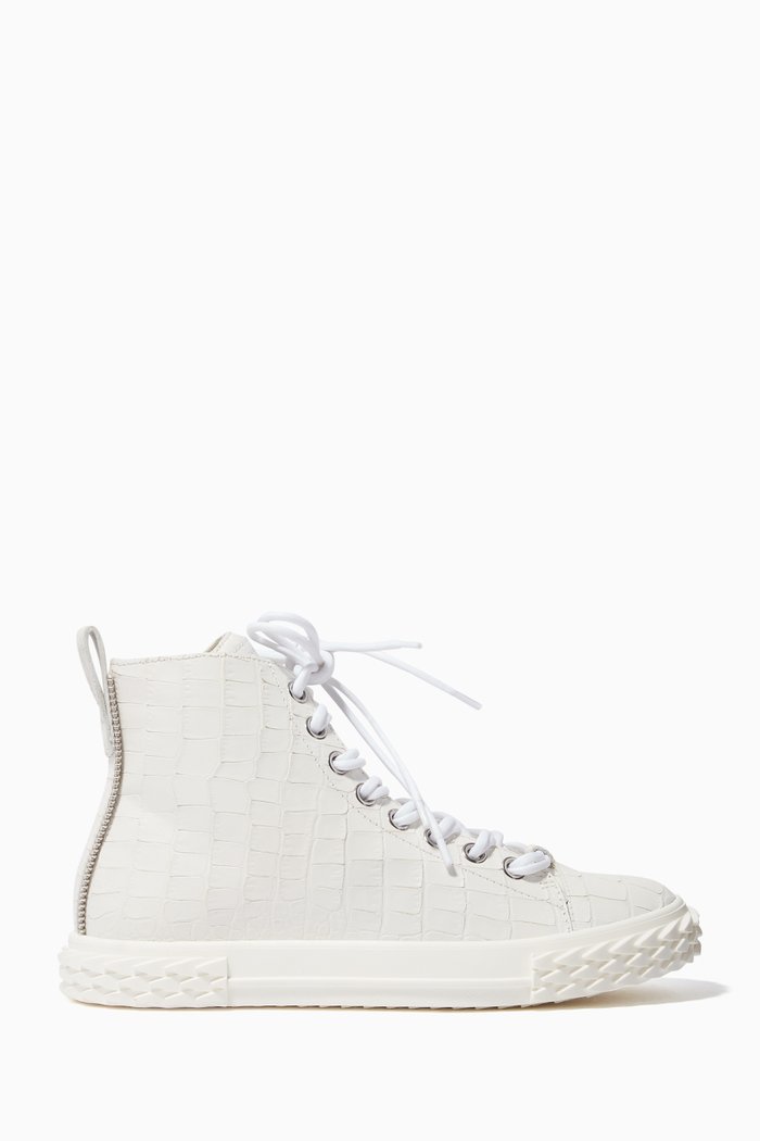 

Blabber High-Top Leather Sneakers, White