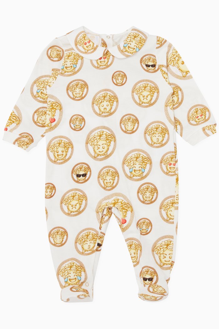Emoji Medusa Print Babygrow, White