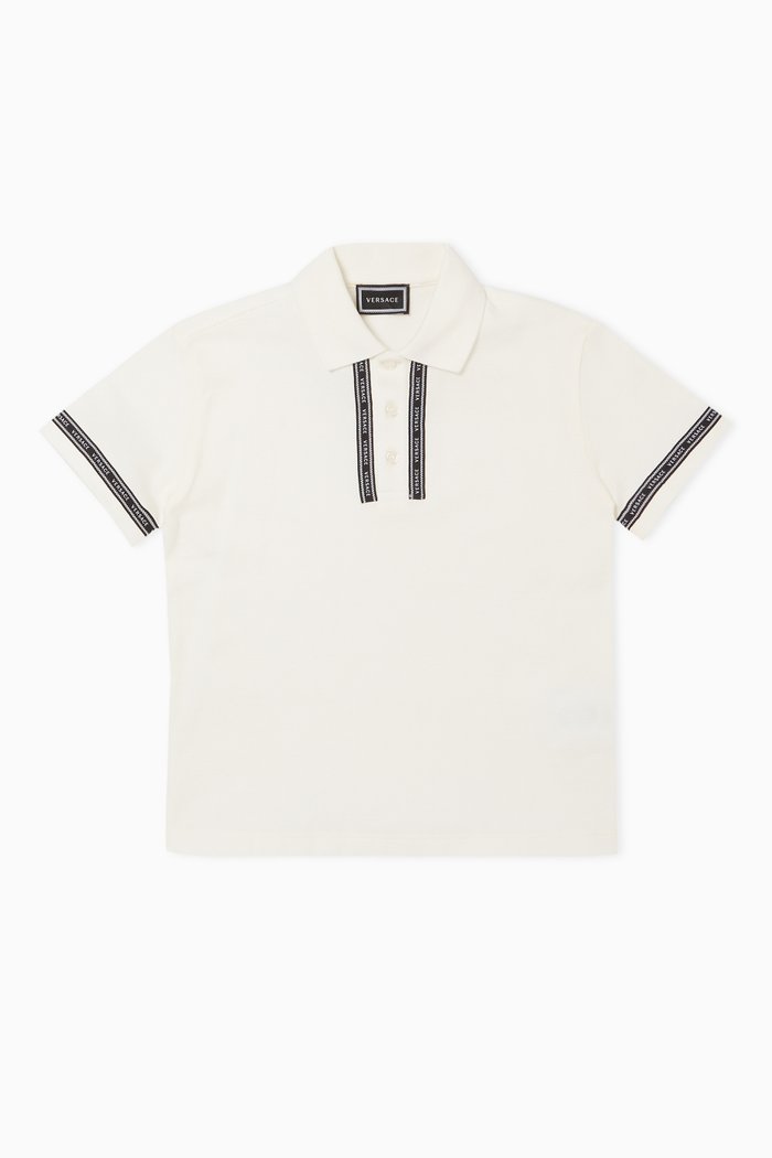 

Logo Tape Trim Polo Shirt, White