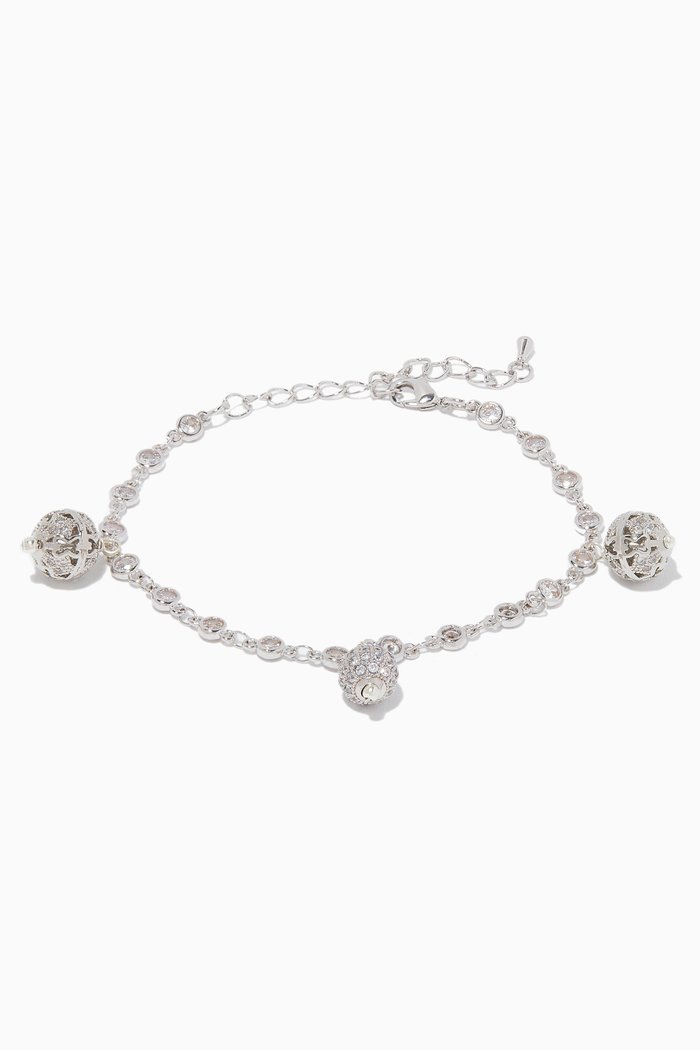 Carved Charm Sparkle Bracelet Anklet, Silver