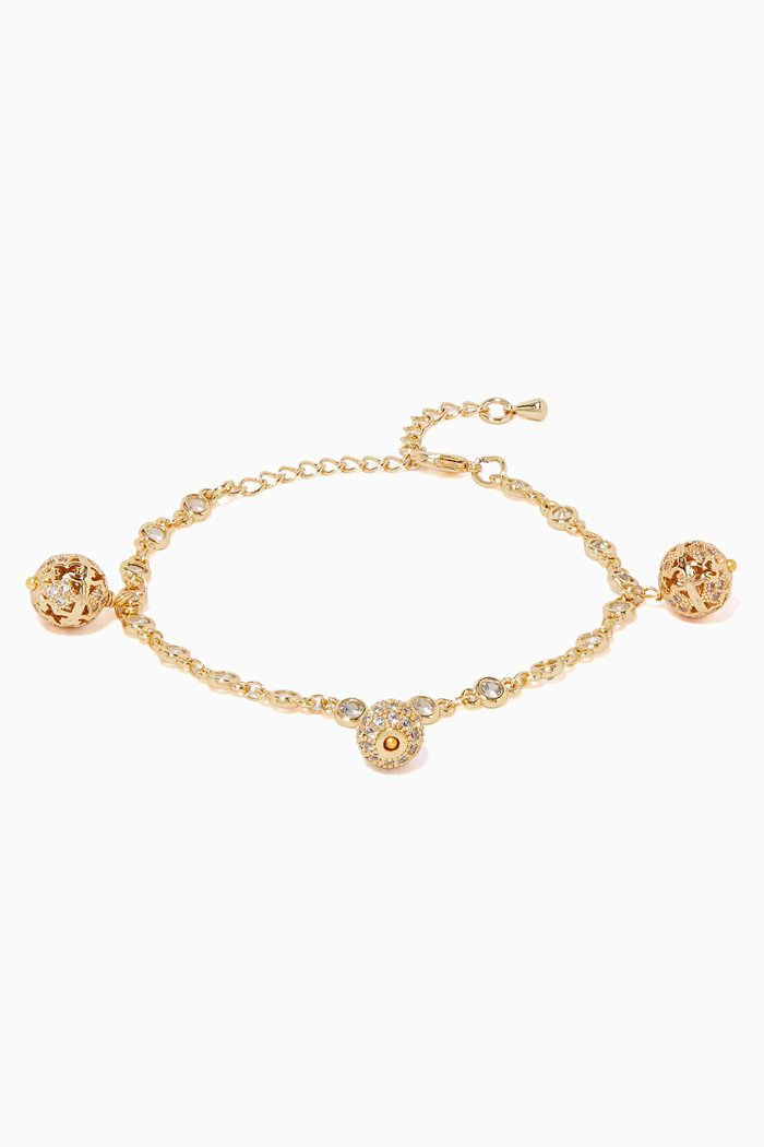 Carved Charm Sparkle Bracelet Anklet, Gold