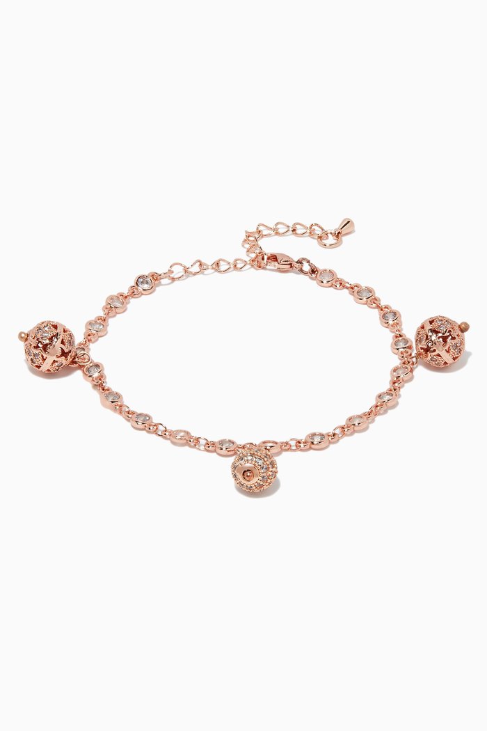 

Carved Charm Sparkle Bracelet Anklet, Rose gold
