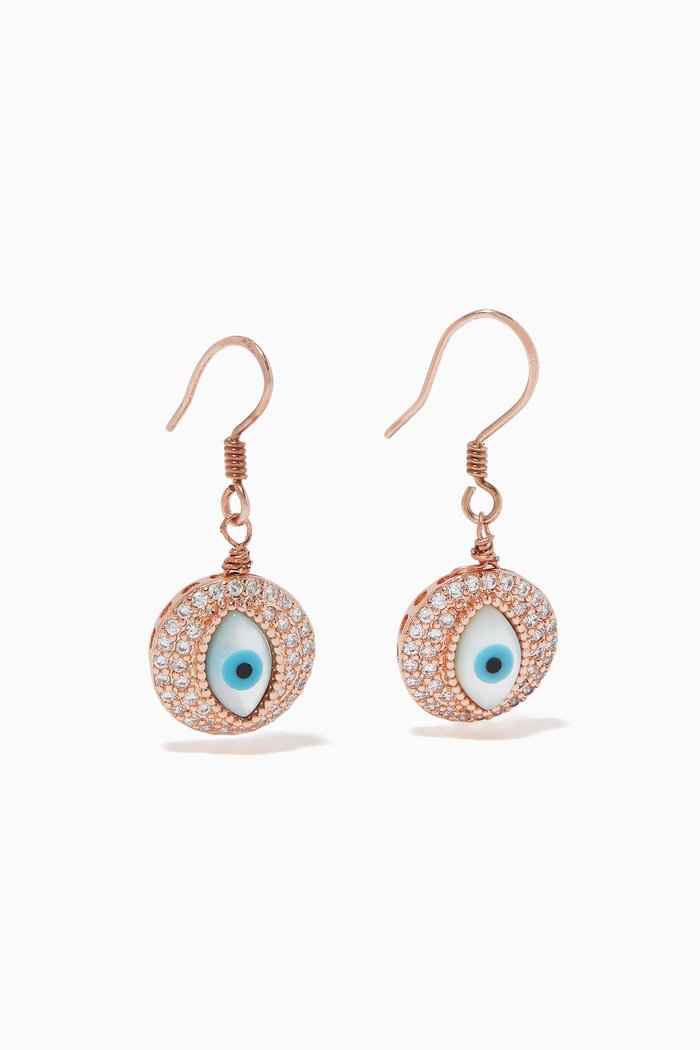 Evil-Eye Dangle Earrings, Rose gold