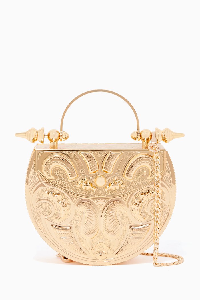 

Oval Minaudière Plated Brass Bag, Gold
