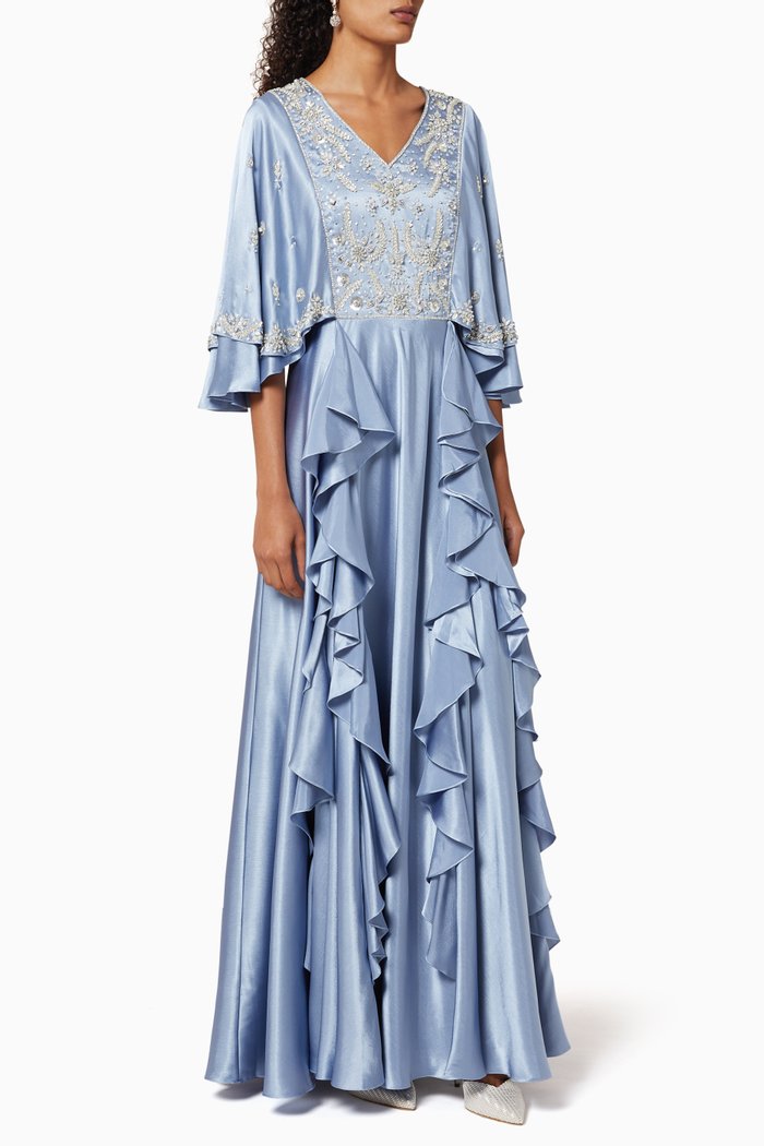 

Floral Embroidered Kaftan, Grey