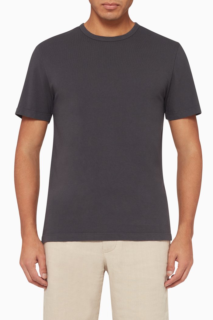 Garment-Dyed Cotton T-Shirt, Black
