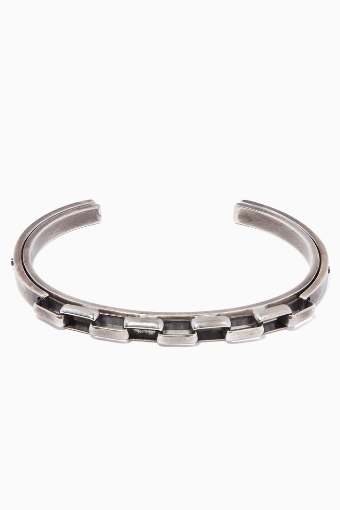 

Sterling Silver Box Cable Hinged Cuff