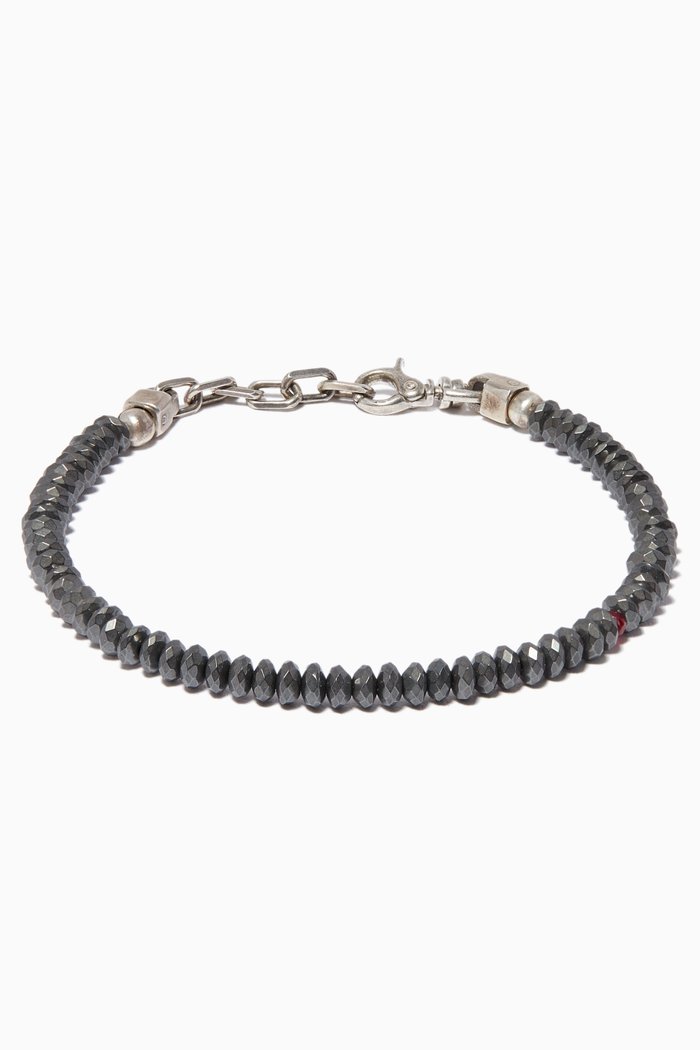 

Sterling Silver Hematite & Ruby Bracelet