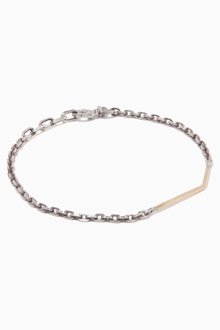 

Sterling Silver & Gold Square Link Cable Bracelet