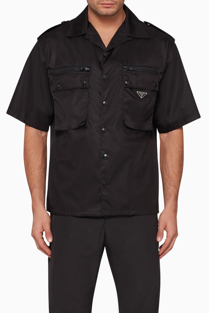 

Gaberdine Pocket Bowling Shirt, Black