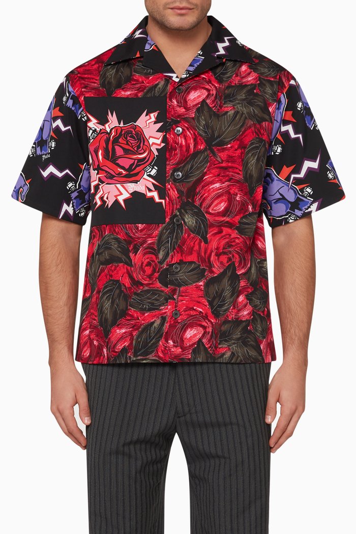 

Rose-Print Bowling Shirt, Multicolour