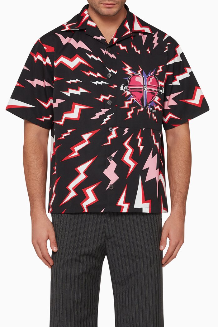 

Lightning Bolt-Print Bowling Shirt, Multicolour