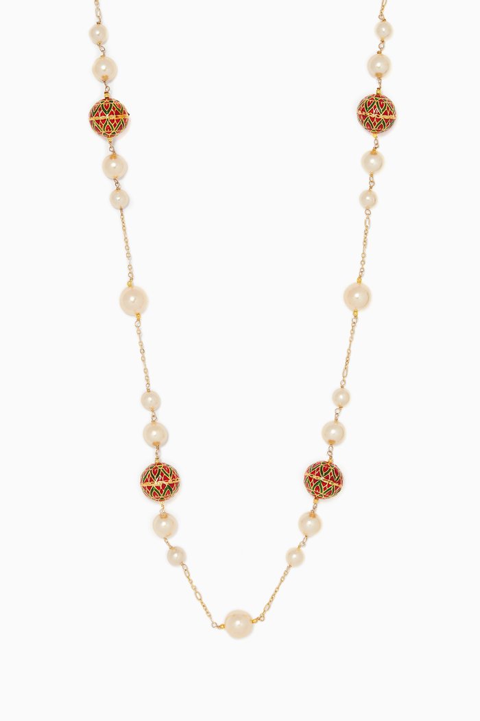 

Enamel Meena and Pearl Necklance, Gold