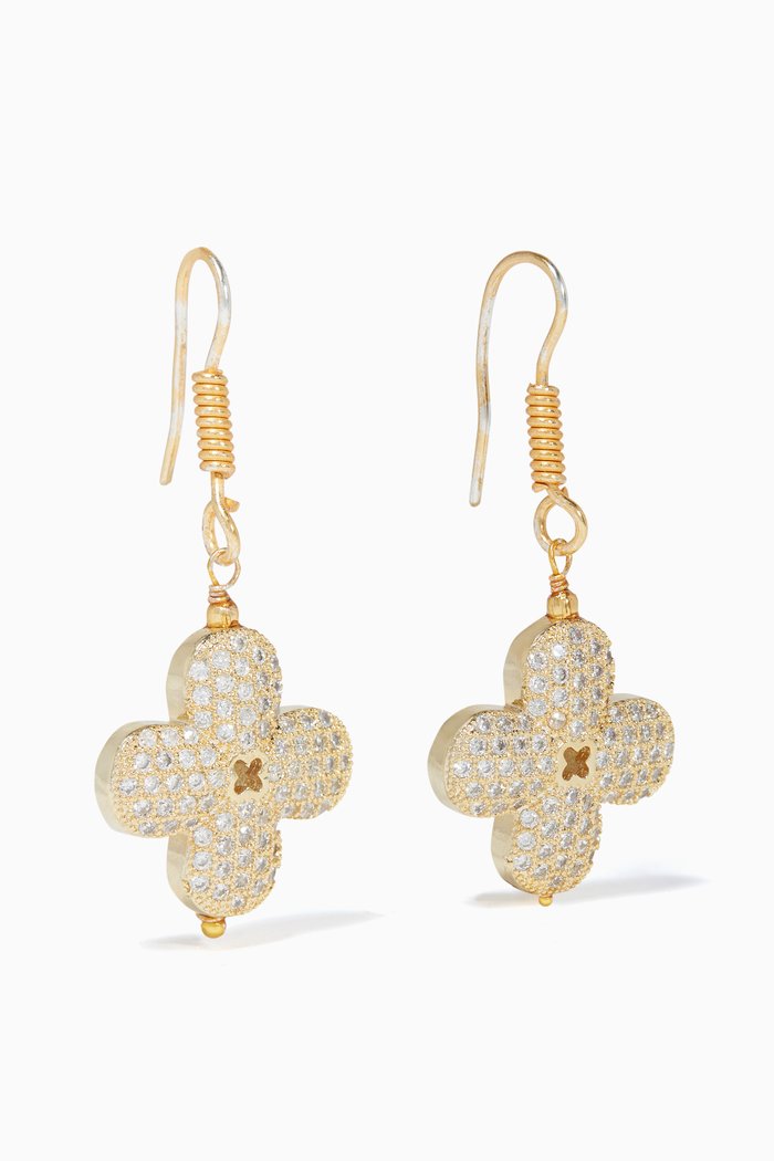 

Floral Dangle Earrings, Gold
