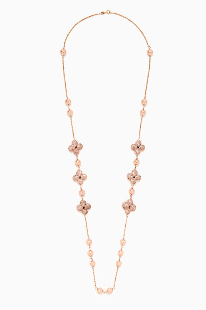 

Clover Pearl Necklace, Gold
