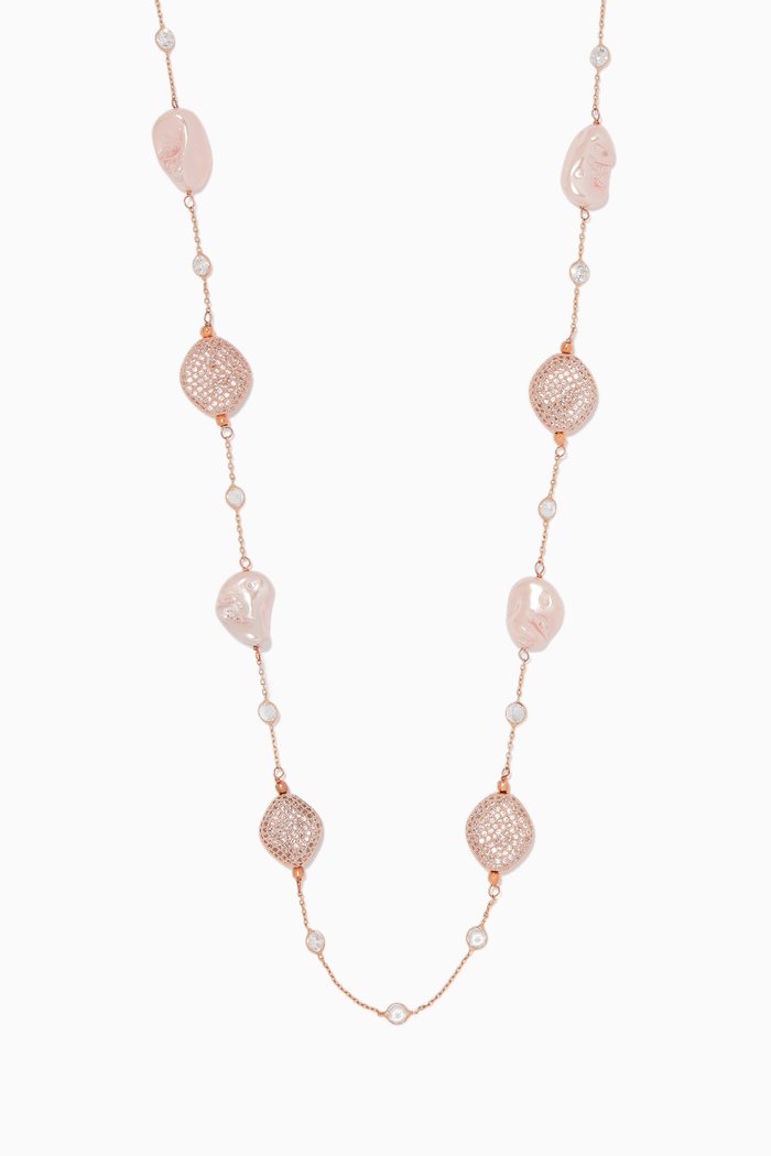 

Baroque Pearl Necklace, Rose gold