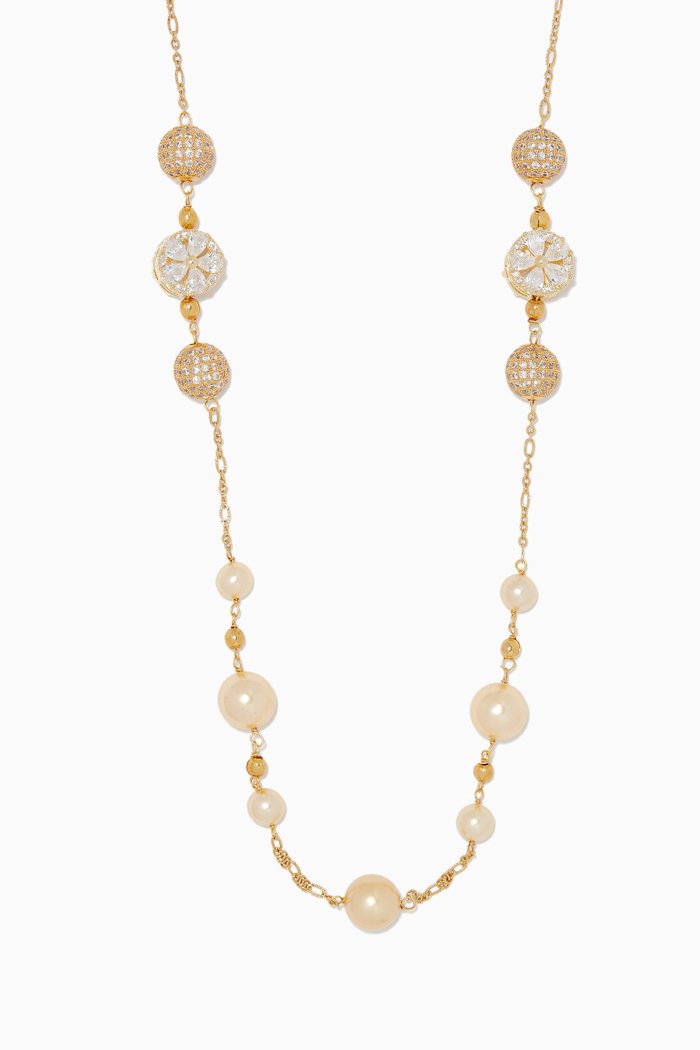 

Embedded Flower & Ball Necklace, Gold