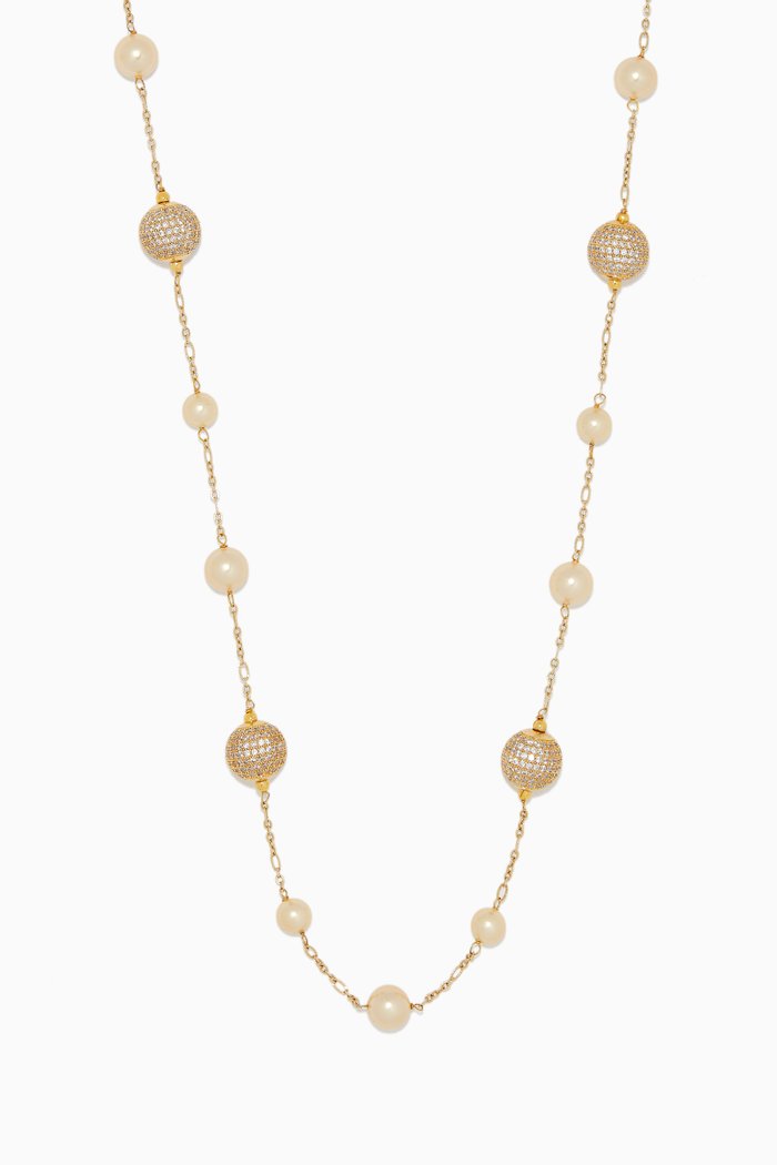 

Embellished Ball & Pearl Necklace, Gold