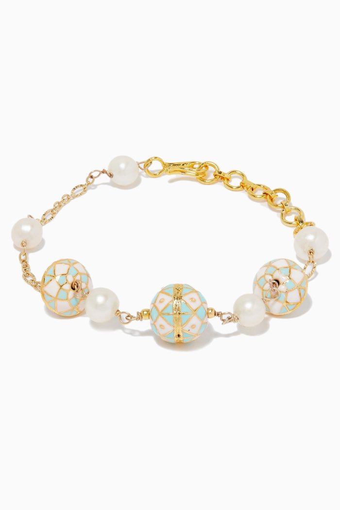 

Nyla Enamel and Pearl Bracelet, Gold