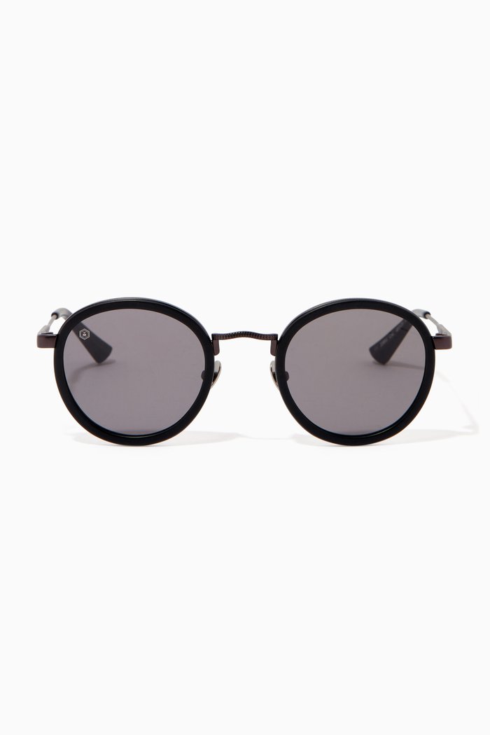 

Zero Matte-Finish Round Sunglasses, Black