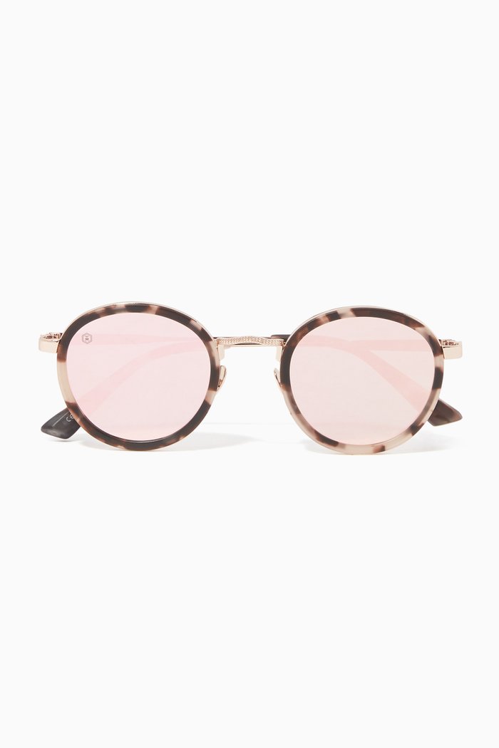 

Zero Tortoiseshell Round Sunglasses, Pink