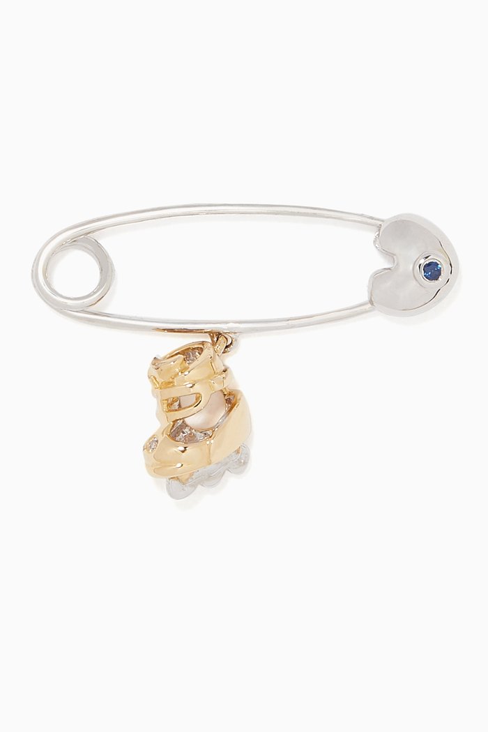 

'It's A Boy!' Roller Skate Diamond & Sapphire Brooch, Multicolour