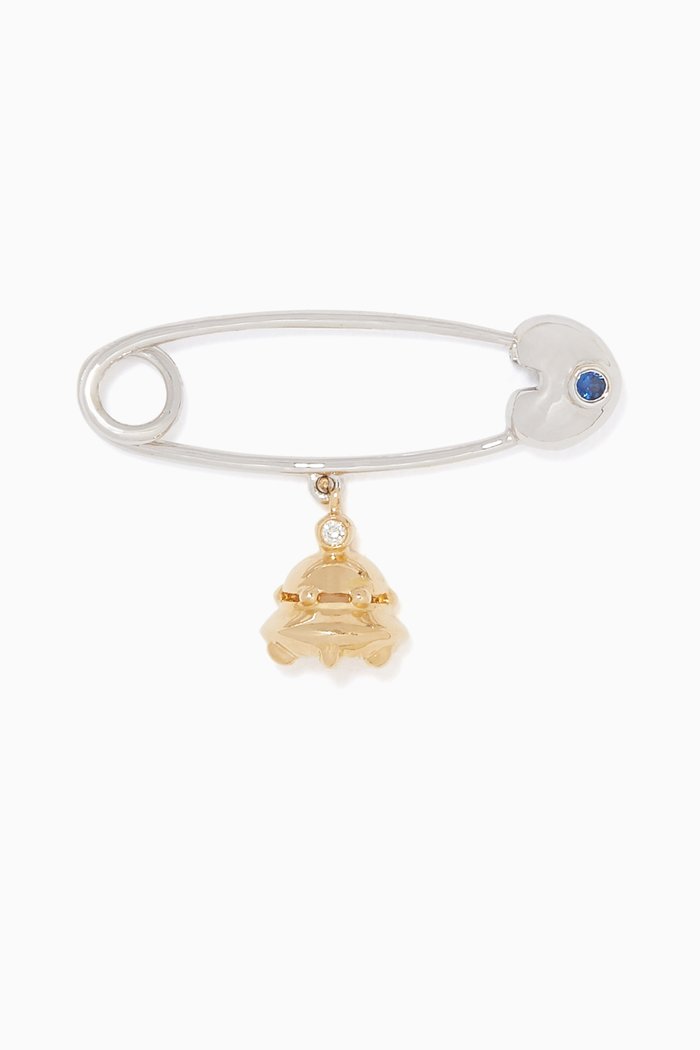 

'It's A Boy!' Flying Saucer Diamond & Sapphire Brooch, Multicolour