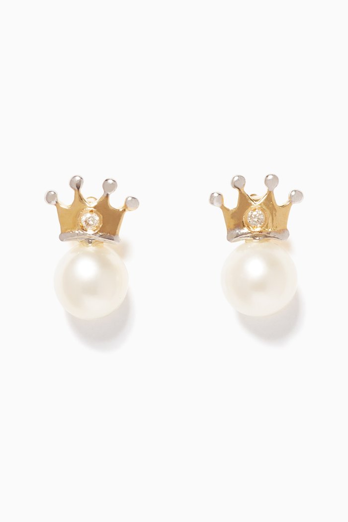My Princess Pearl Diamond Earrings, Gold