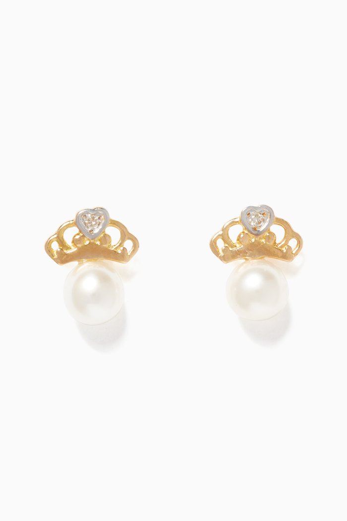 My Princess Pearl Diamond Earrings, Gold