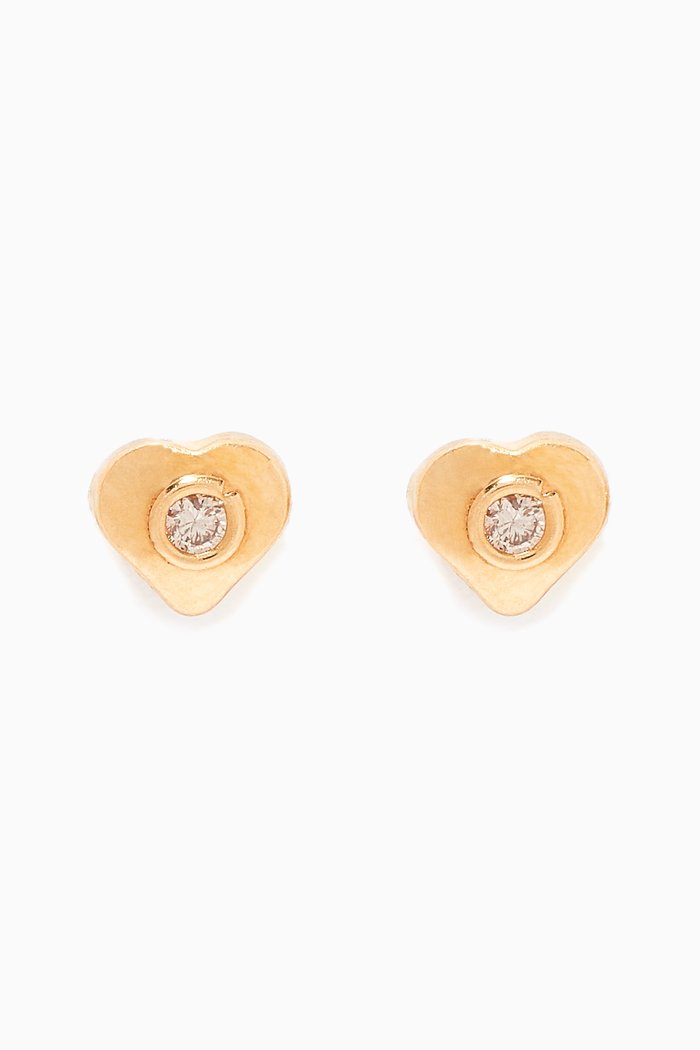 

Heart Diamond Stud Earrings, Gold