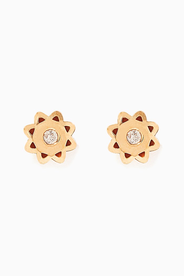 Floral Diamond Stud Earrings, Gold