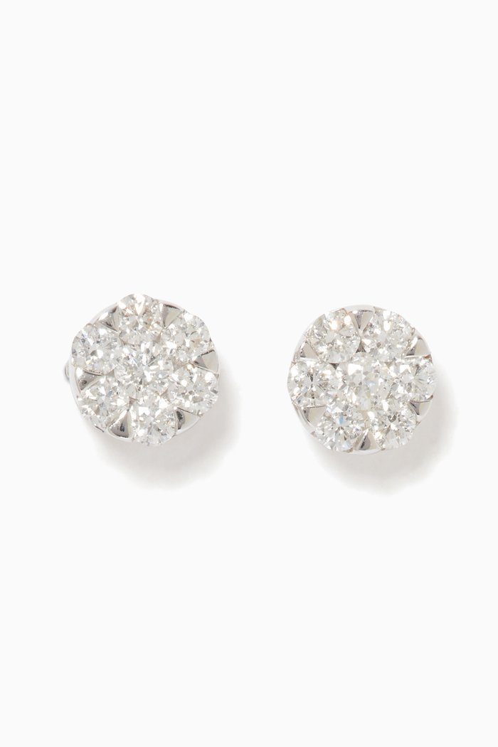 

Floral Diamond Stud Earrings, White