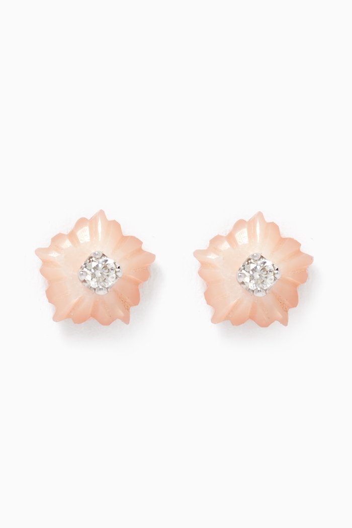 

Floral Topaz Diamond Stud Earrings, White