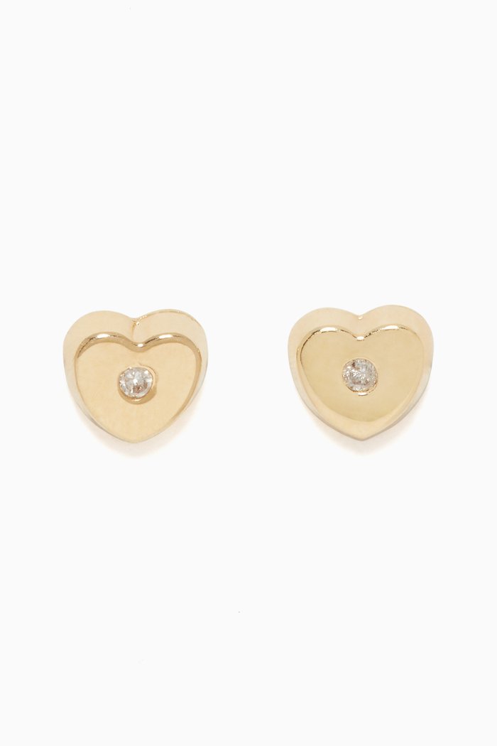 

Heart Diamond Stud Earrings, Gold