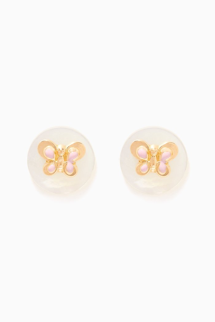 

Butterfly Round Stud Earrings, Gold